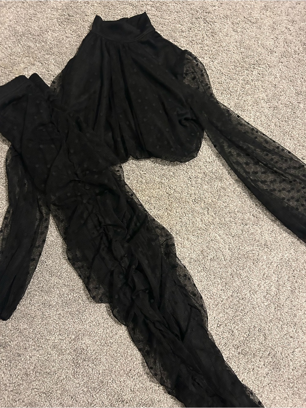Black Sheer Dot Mesh matching set